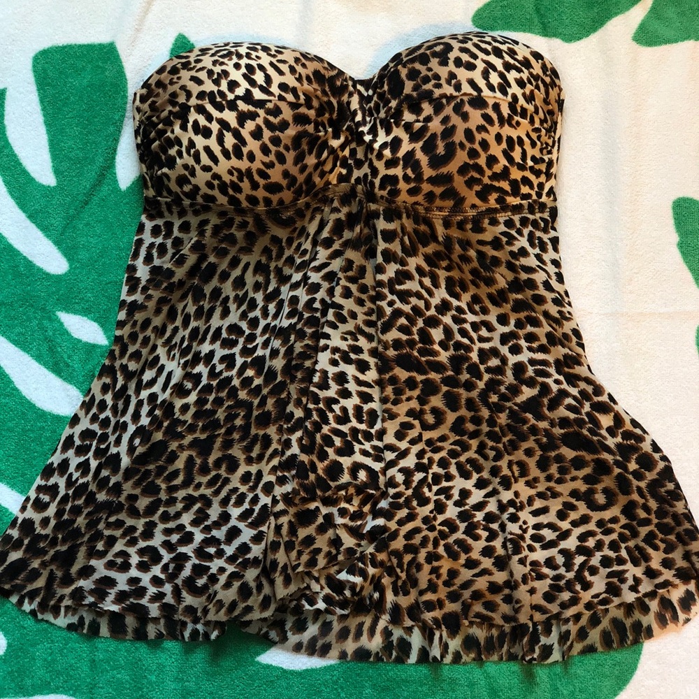 Leopard swim top